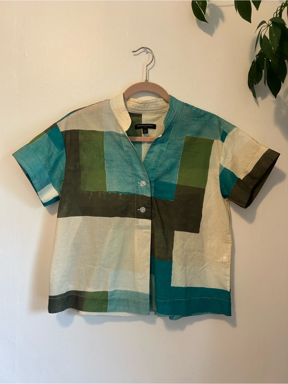 Banana Republic Colorblock Short Sleeve Boxy Top - Small